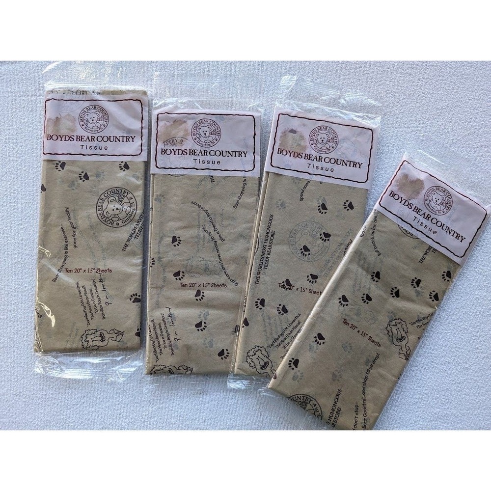 4 Packs Boyds Bear Country Tissue Paper 20x15 Total 40 Sheets Gettysburg USA NEW